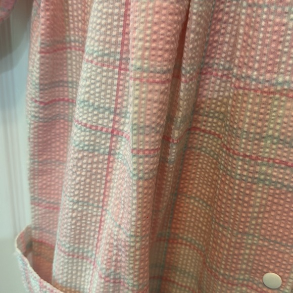 Miss Elaine M Pink Plaid snap front robe - Picture 8 of 9